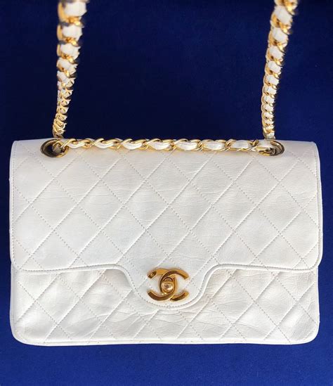 chanel quilted bag white|vintage white quilted chanel bag.